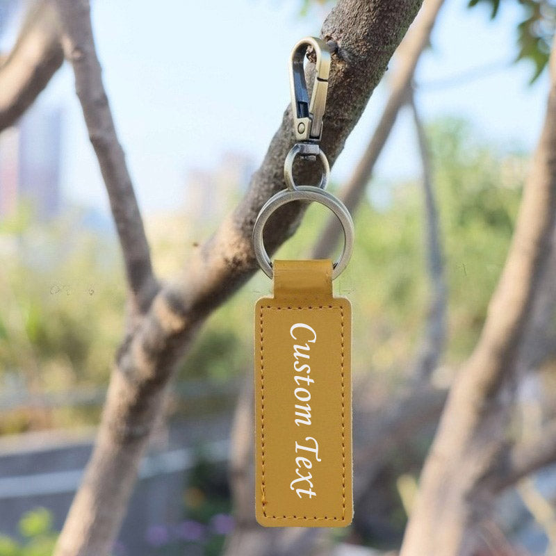 Custom Keychain, Personalized keychains, Real Leather Key Chain Holder Engrave Name Text, Customized Gifts for Men Women