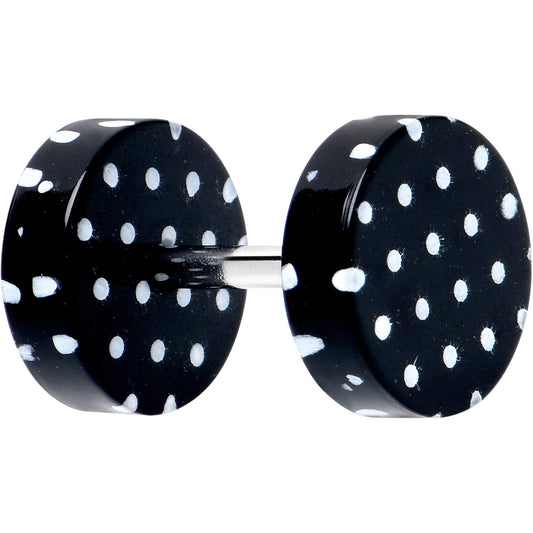 16G Black Acrylic Polka Dots White Cheater Plug Set