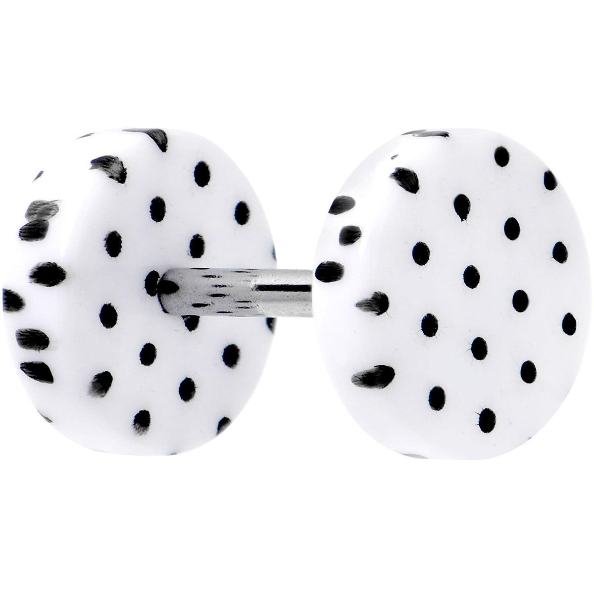 16G White Acrylic Polka Dots Black Cheater Plug Set