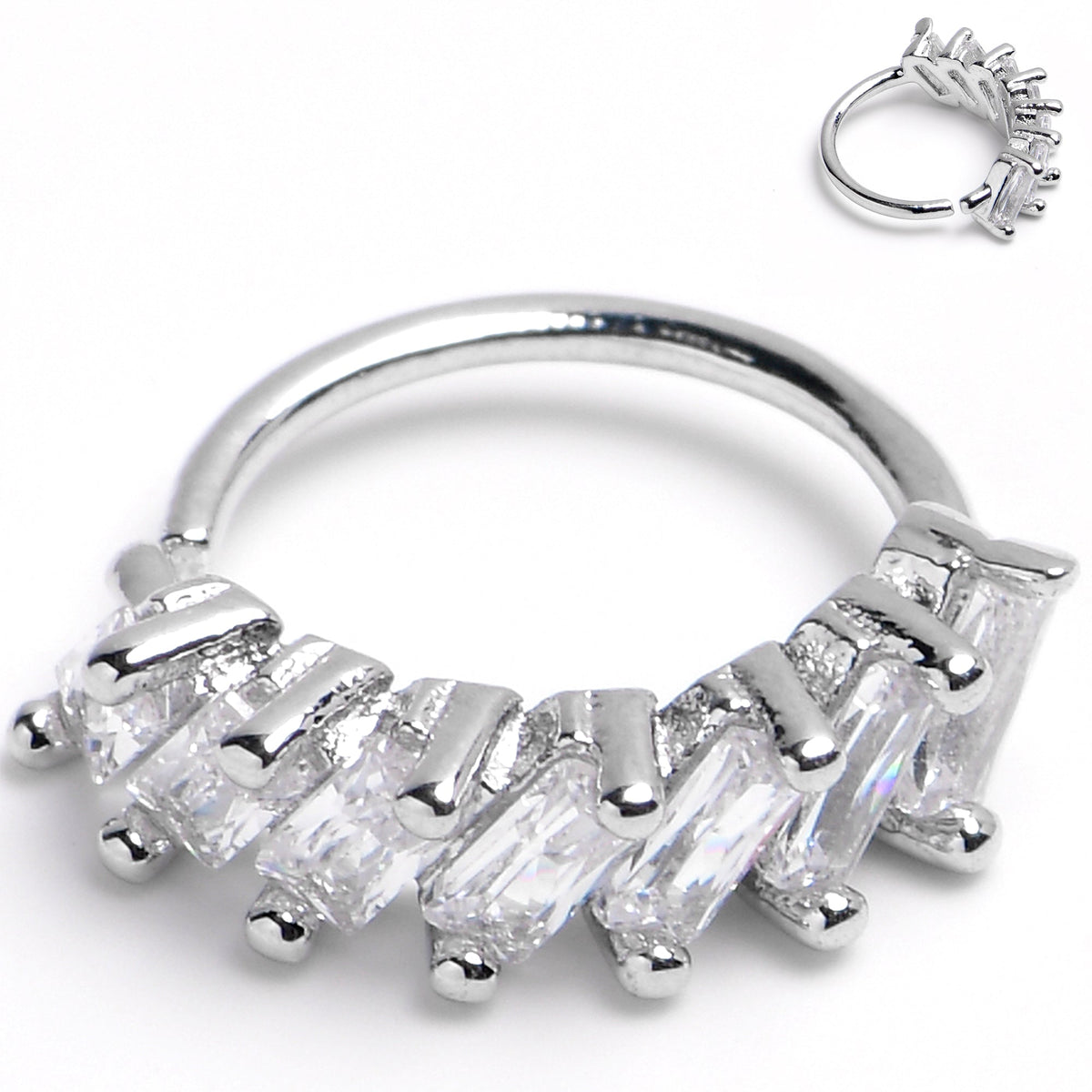 20G 5/16 Princess Cubic Zirconia Bendable Hoop