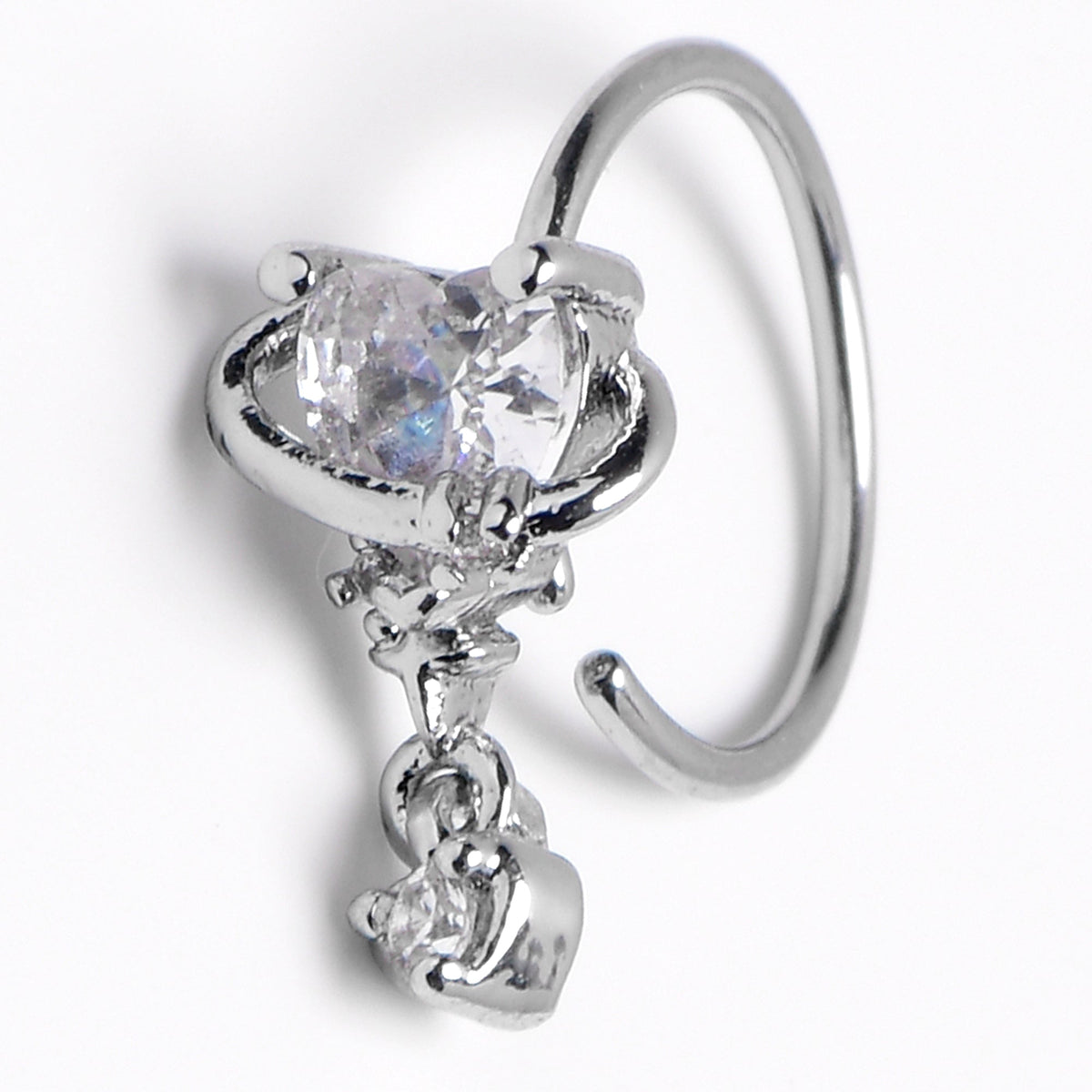 20G 5/16 Clear Heart Dangle Conch Hoop Septum Ring Cartilage Helix Hoop Earring