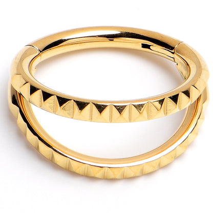 16G 5/16" Gold PVD Double Spike Precision Hinged Segment Ring