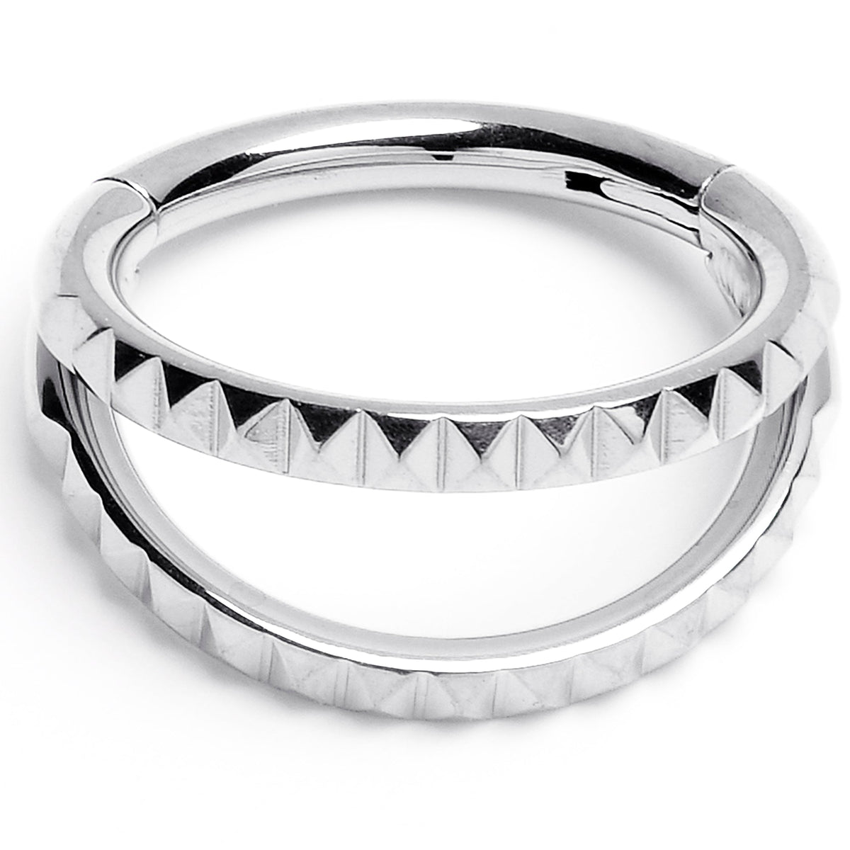 16G 5/16" 316L Steel Double Spike Precision Hinged Segment Ring