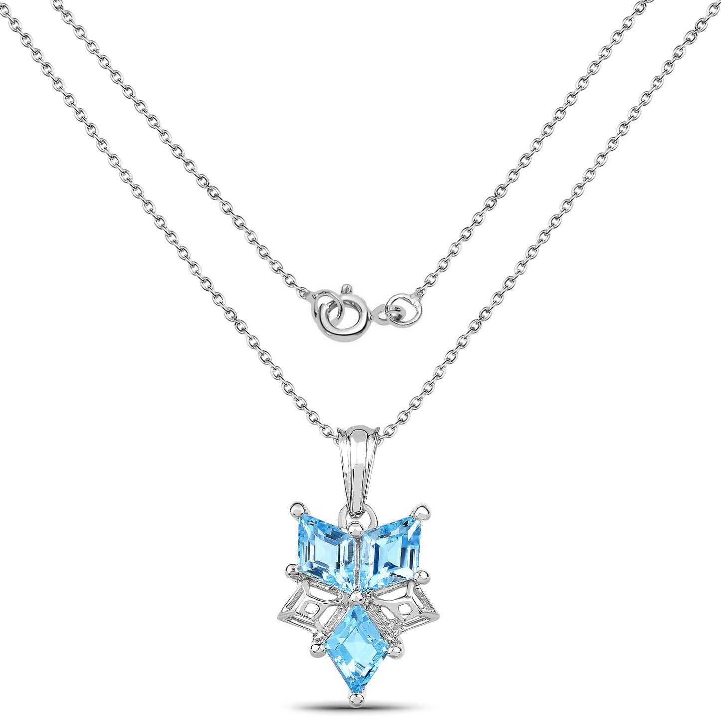 4.65 Carat Genuine Blue Topaz .925 Sterling Silver Pendant