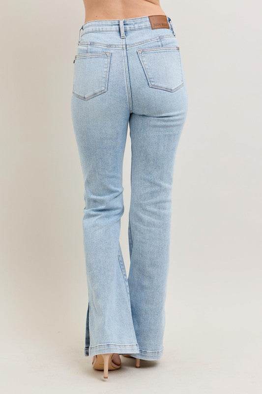 Judy Blue Full Size Tummy Control Vintage Wash Side Slit Slim Boot Jeans Plus Size