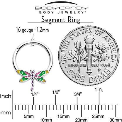 16G 3/8 Dragonfly Color Hinged Segment Ring