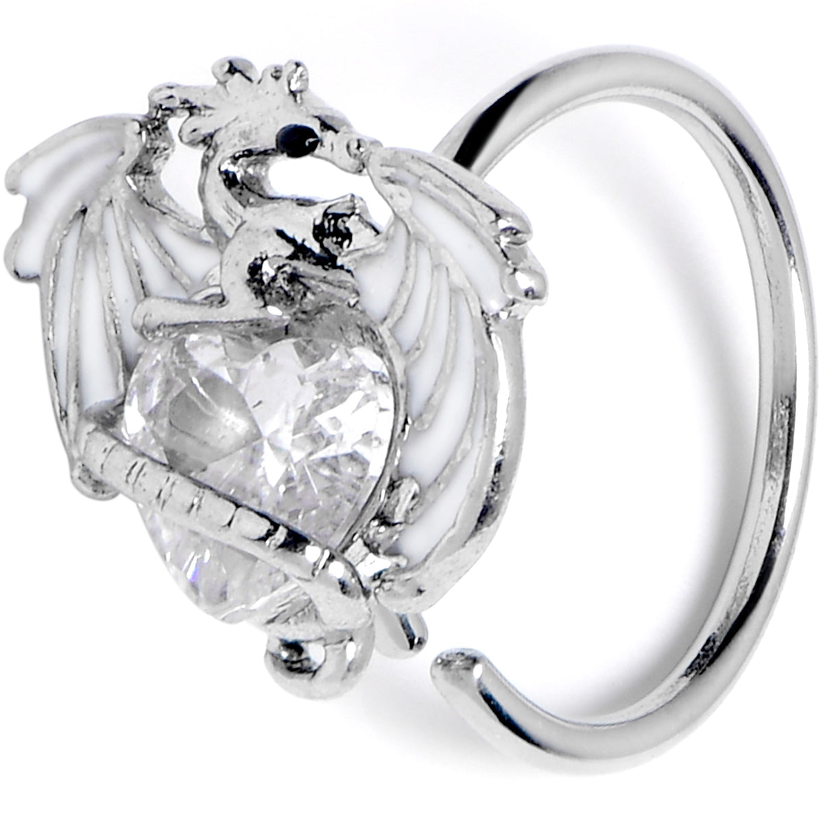 20G 5/16 Clear Gem Heart of Dragon Nose Hoop