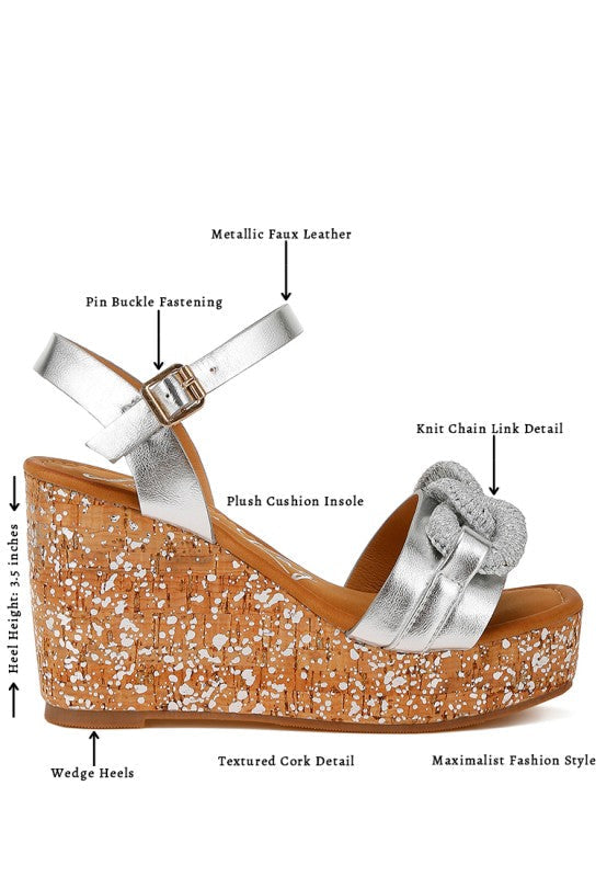 Emelda Chain Link Detail Wedge Sandals