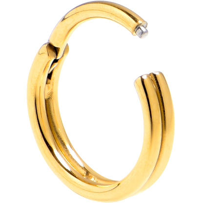 20G 1/4 Gold PVD 316L Surgical Steel Double Precision Hinged Segment Ring