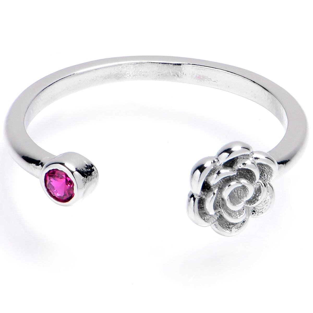 Pink Gem Flower Adjustable Toe Ring