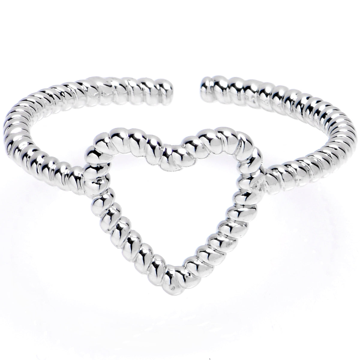 Textured Heart Open Adjustable Toe Ring