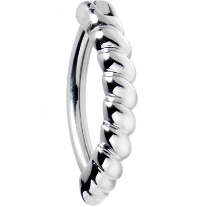 14G 3/8 Grade 23 Titanium Rope Style Hinged Hoop Belly Ring