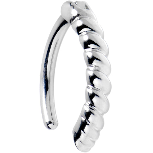 14G 3/8 Grade 23 Titanium Rope Style Hinged Hoop Belly Ring