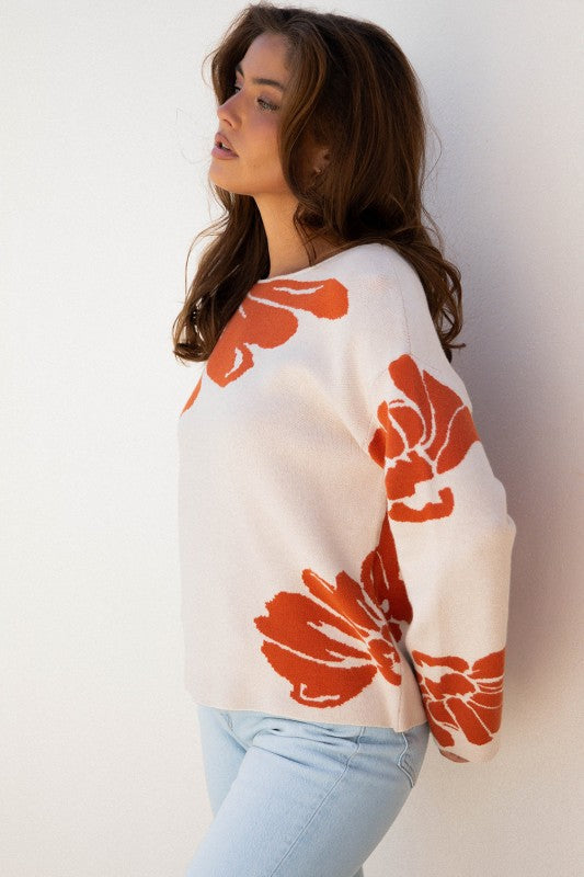 Floral Wide Sleeve Sweater