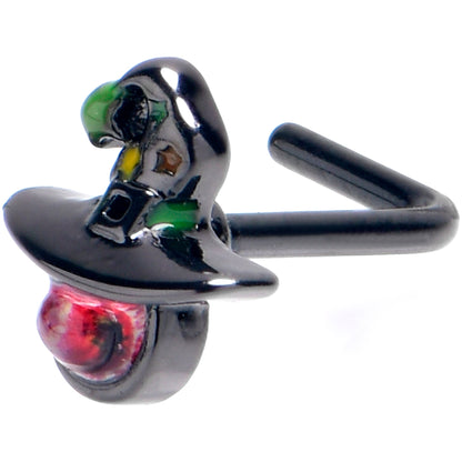 20G 7mm Black Red Eye Witch Hat L-Shape Nose Ring