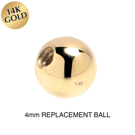 4mm 14G Solid 14k Yellow Gold Replacement Ball