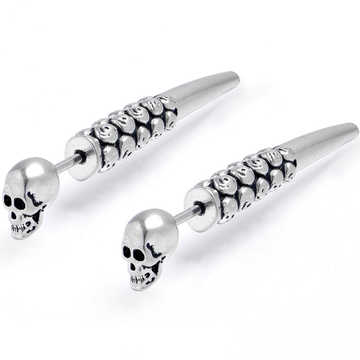 Skull Head Stainless Steel Screw Taper Cheater Plug Set