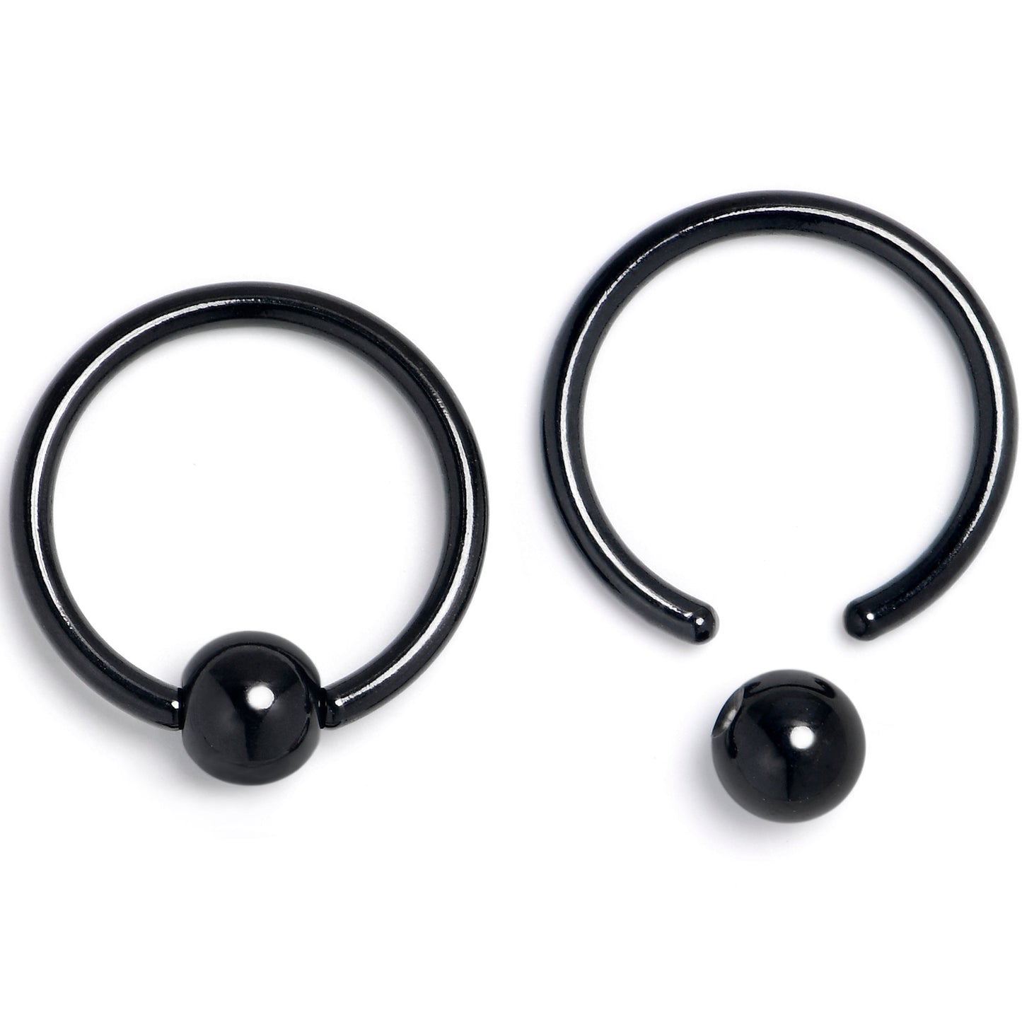 16G 3/8 Clear Gem Black Moon Heart BCR Captive Ring Set of 4
