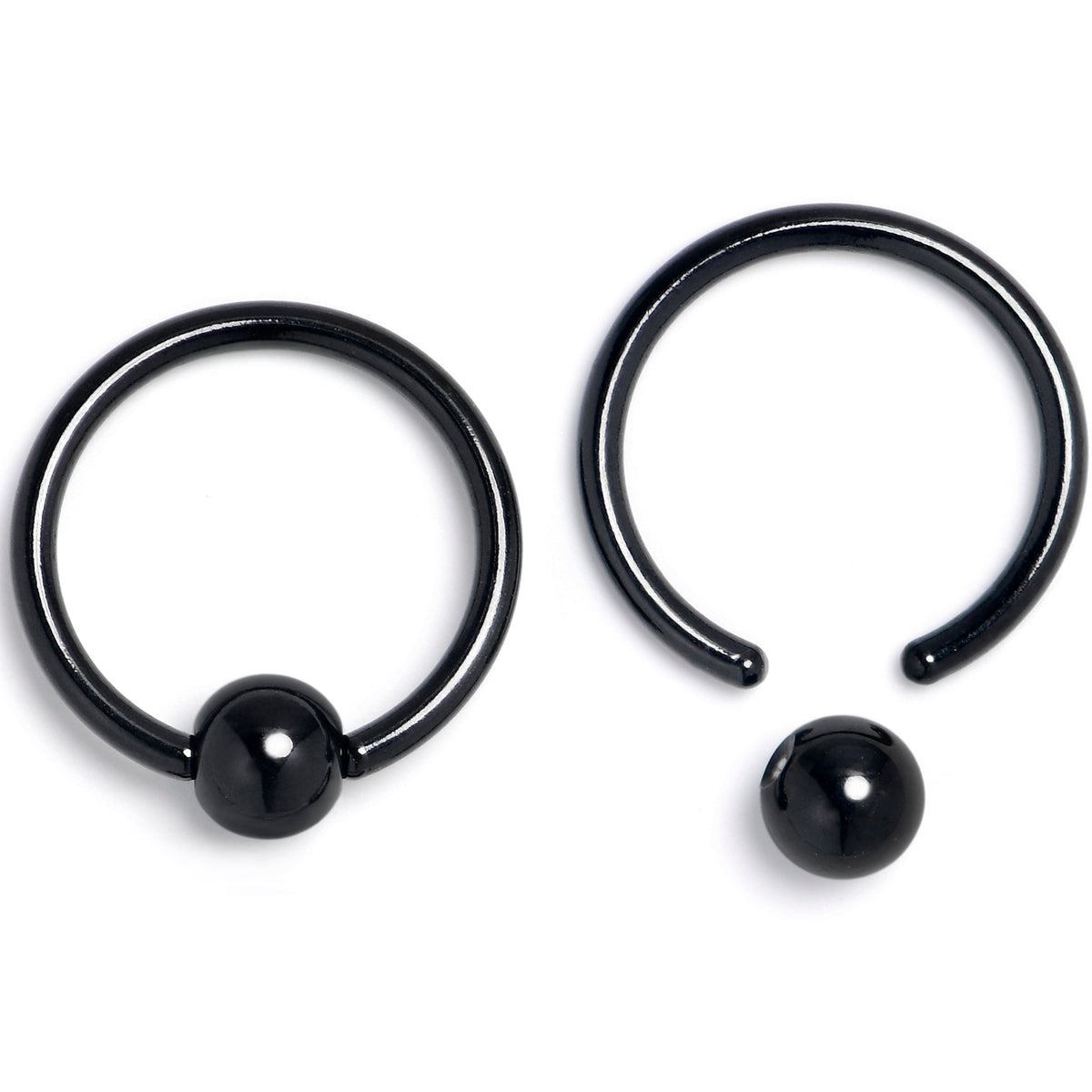 16G 3/8 Green Faux Opal Black Moon Sun BCR Horseshoe Set of 4