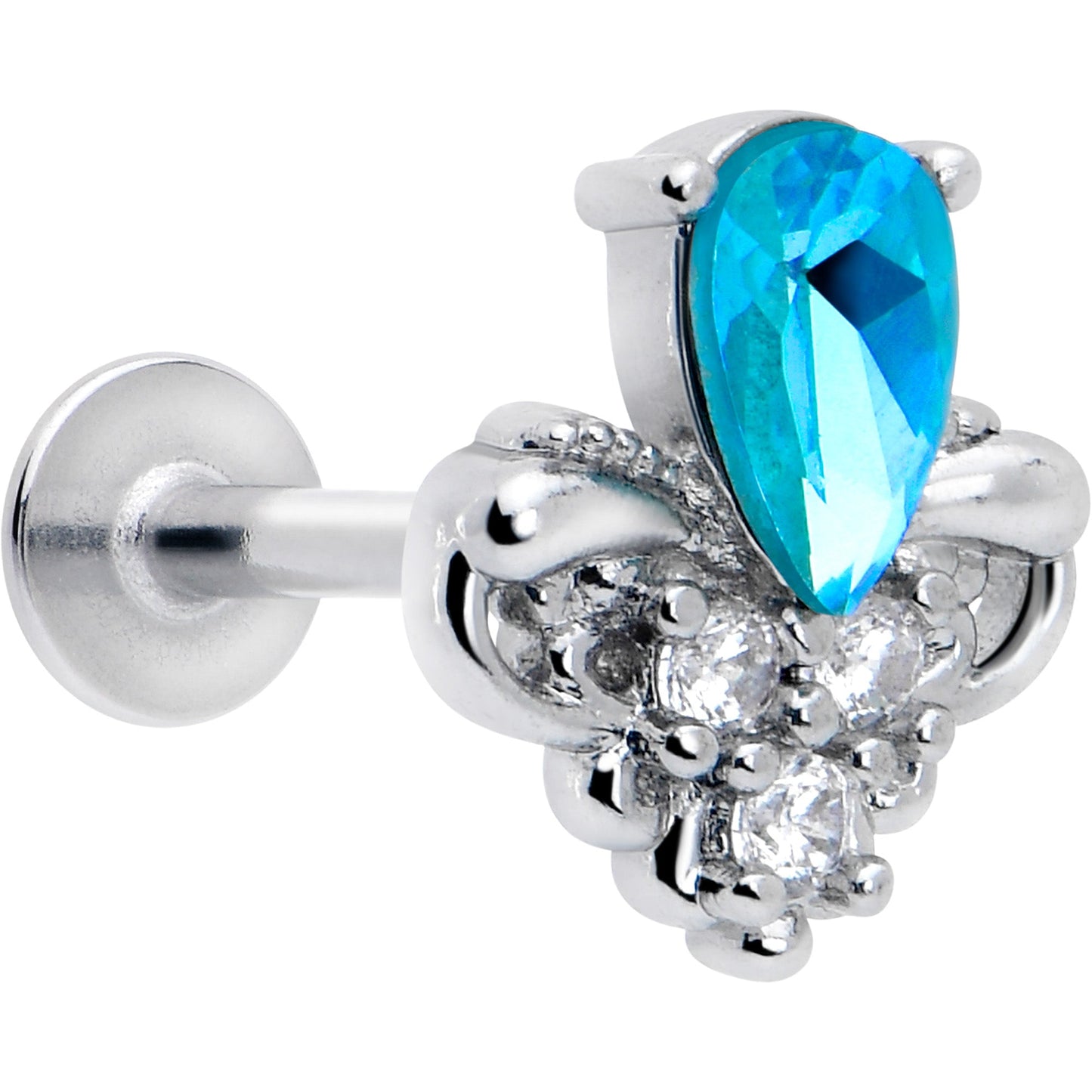 16G 5/16 Blue Gem Style Simplicity Labret Monroe Tragus