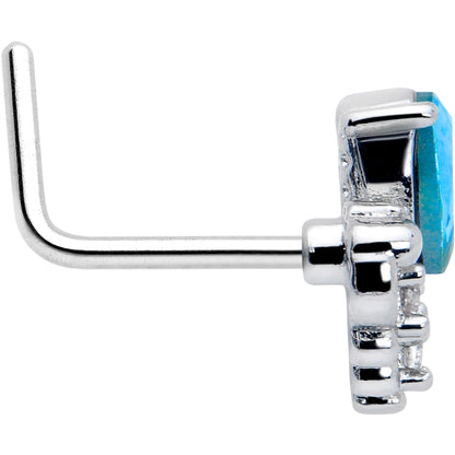 20G 7mm Blue Gem Style Simplicity L Shape Nose Ring