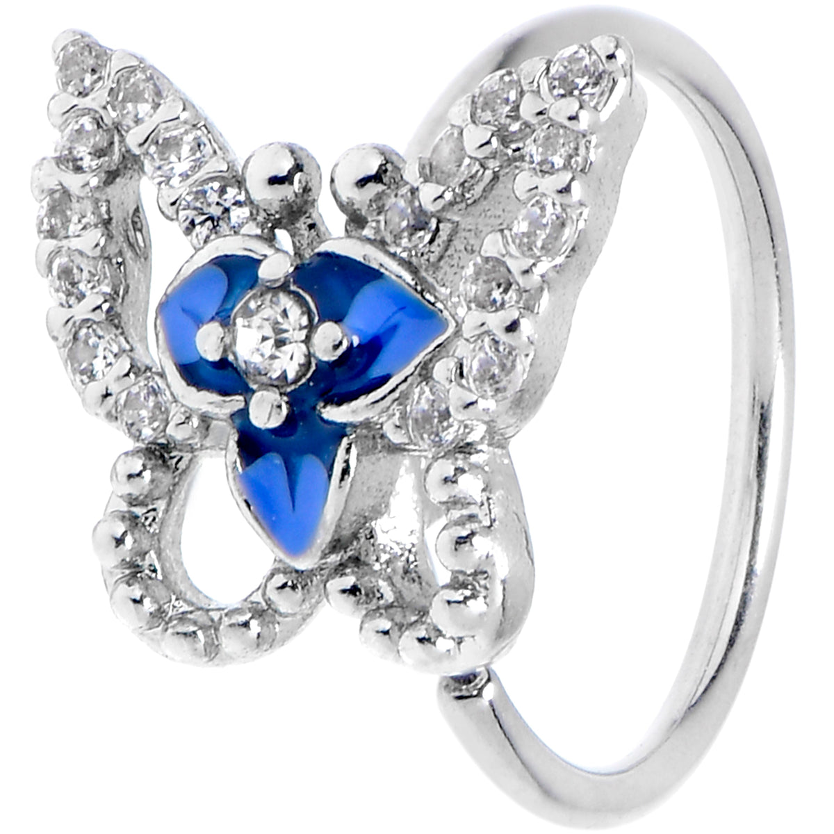 20G 5/16 Clear Gem Fabulous Butterfly Blue Nose Hoop
