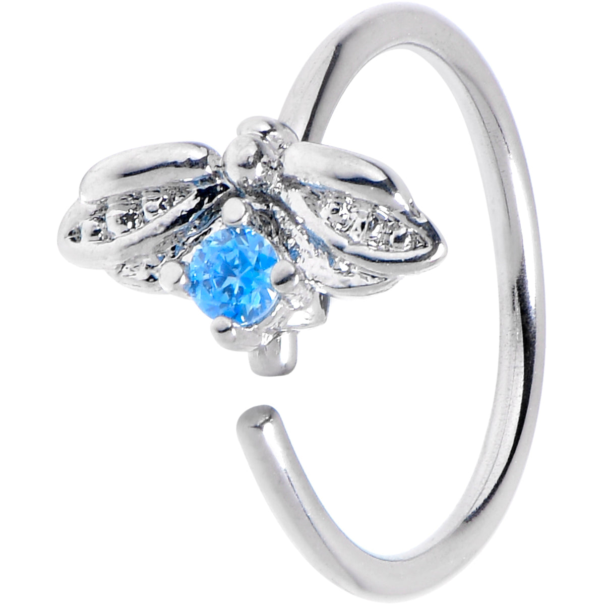 20G 5/16 Blue Gem Beauty Bug Insect Nose Hoop