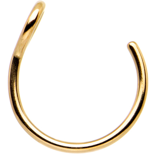 Gold Tone Stainless Steel Clip on Hoop Fake Nose Ring