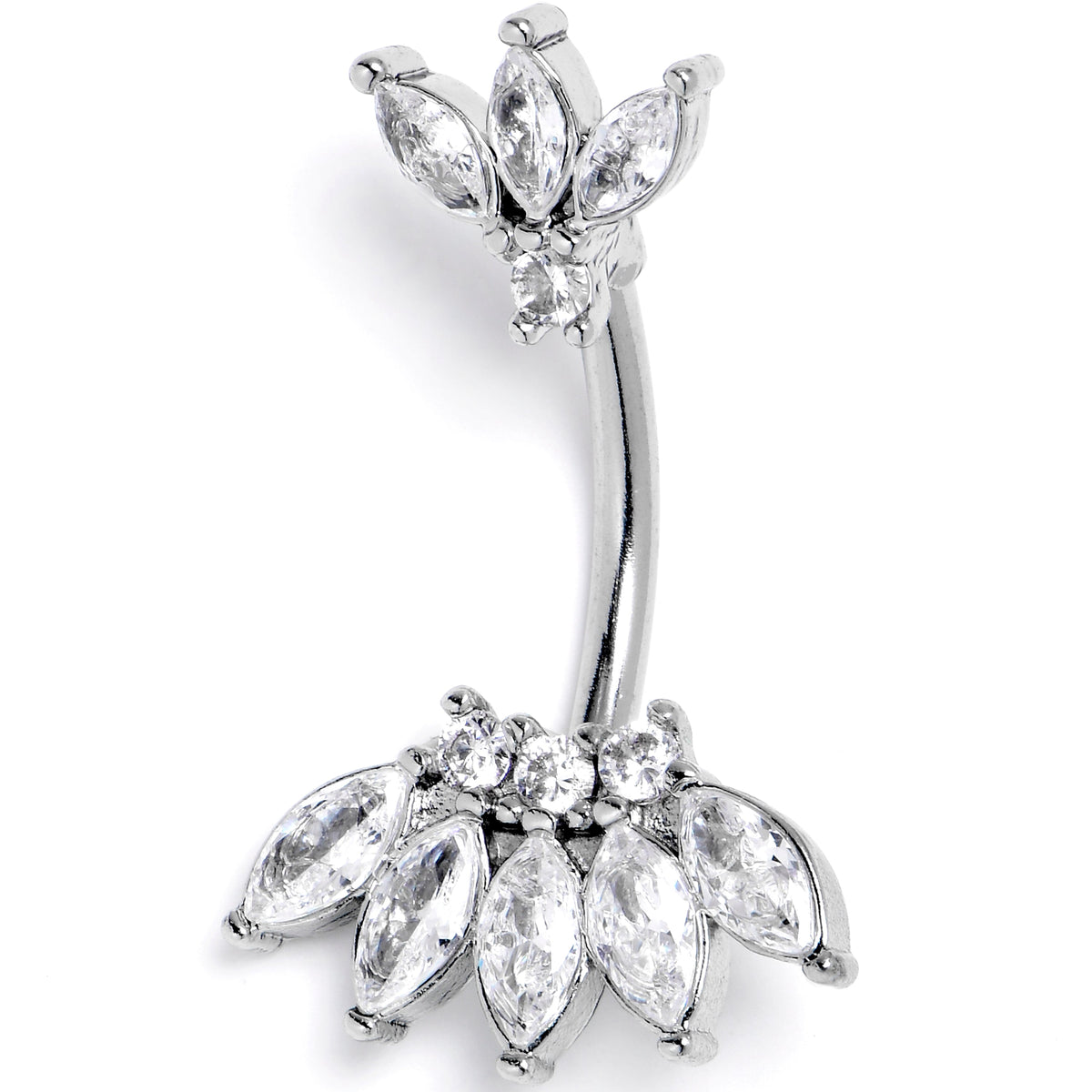 Clear Gem Fashion Fan Double Mount Belly Ring