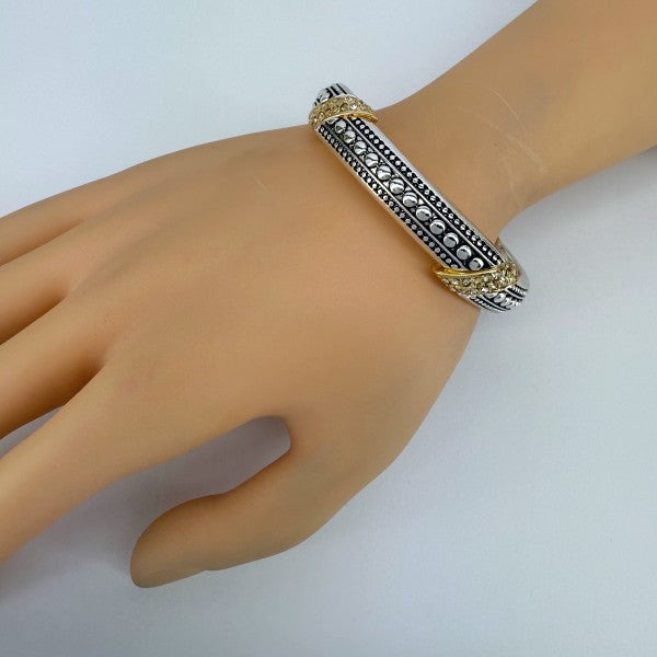 Silver or 2 Tone Finish Filigree Stretchable Brace
