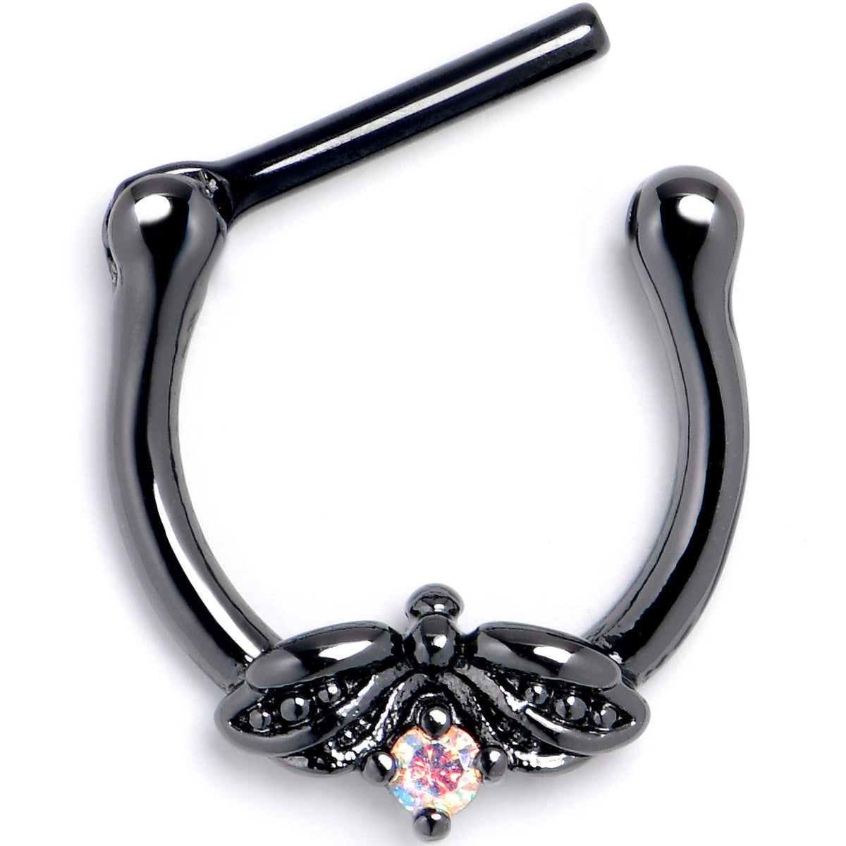 16G 5/16 Aurora Gem Black Beauty Bug Cartilage Clicker