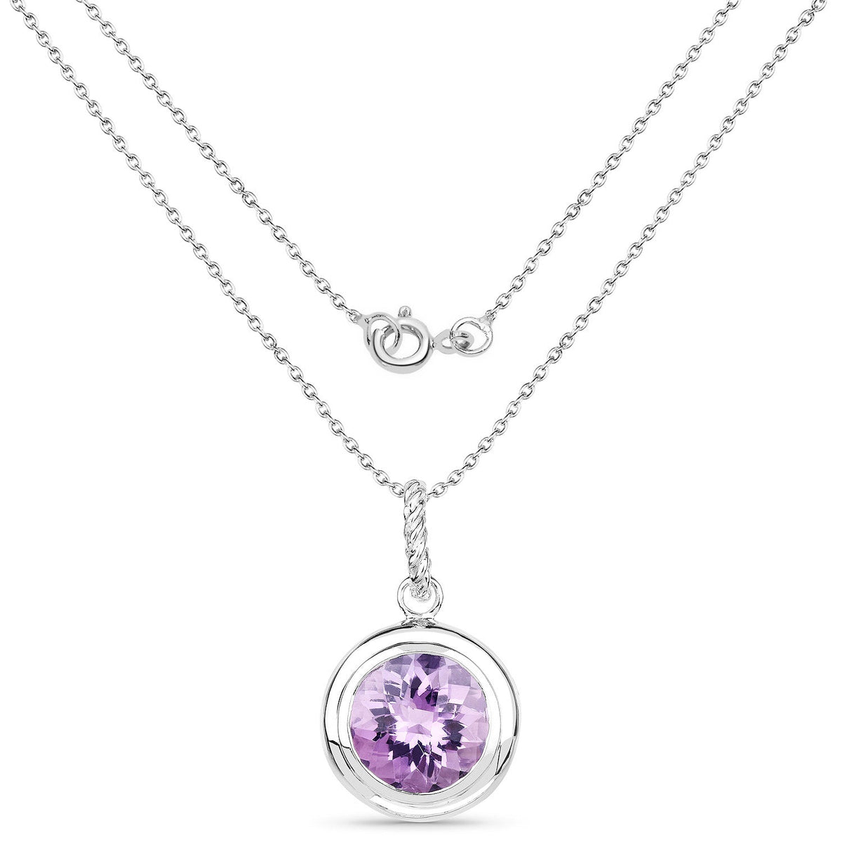 8.00 Carat Genuine Amethyst .925 Sterling Silver Pendant