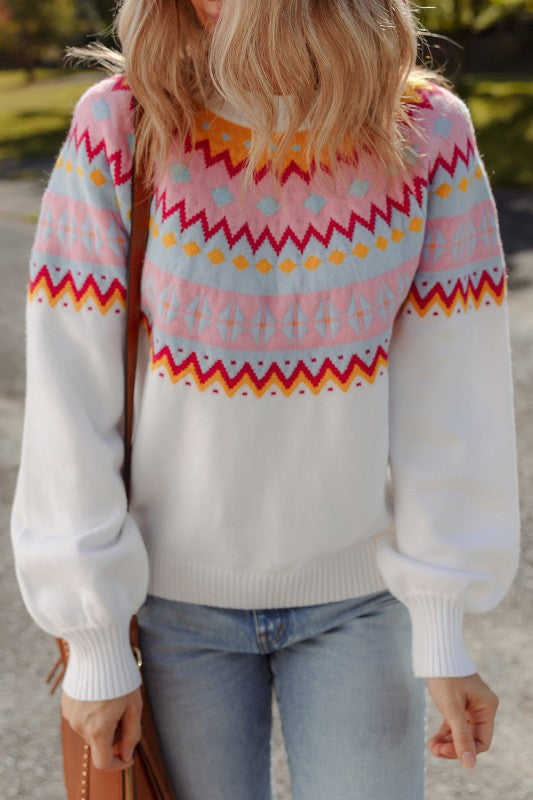 Avery Print Drop Shoulder Sweater