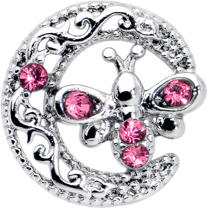 16G 1/4 Pink Gem Lunar Dragonfly Cartilage Tragus Earring