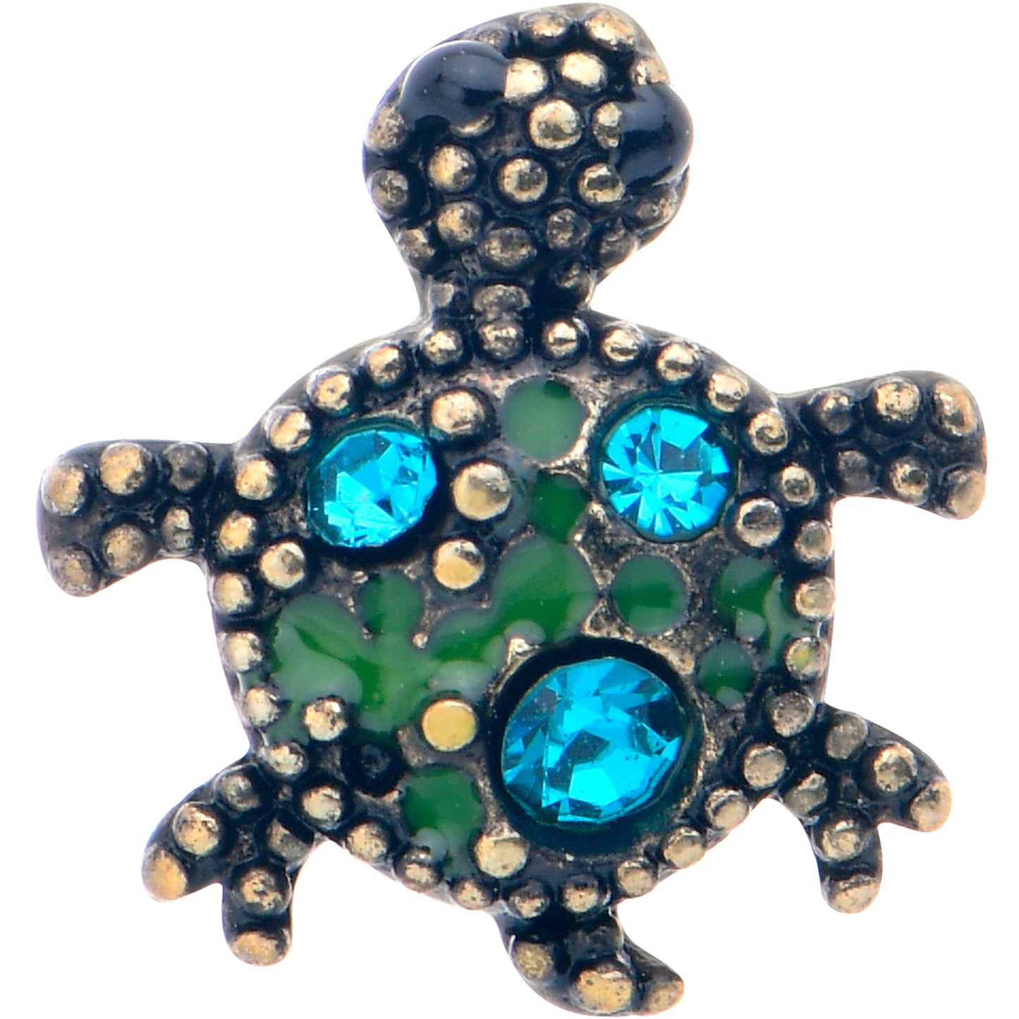 16G 5/16 Blue Gem Gold Tone Sweet Sea Turtle Labret Monroe Tragus