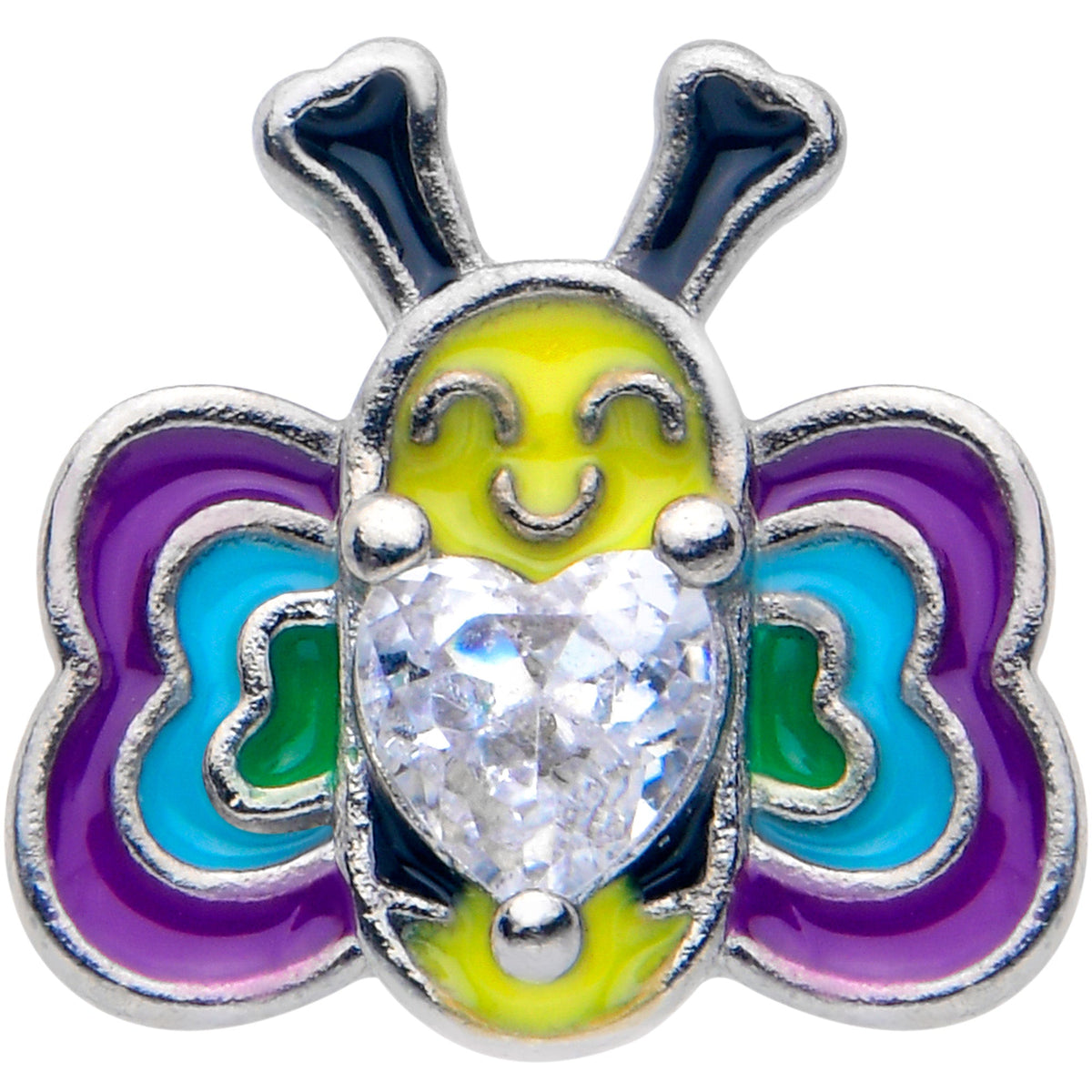 16G 5/16 Clear CZ Gem Butterfly Love Bug Labret Monroe Tragus
