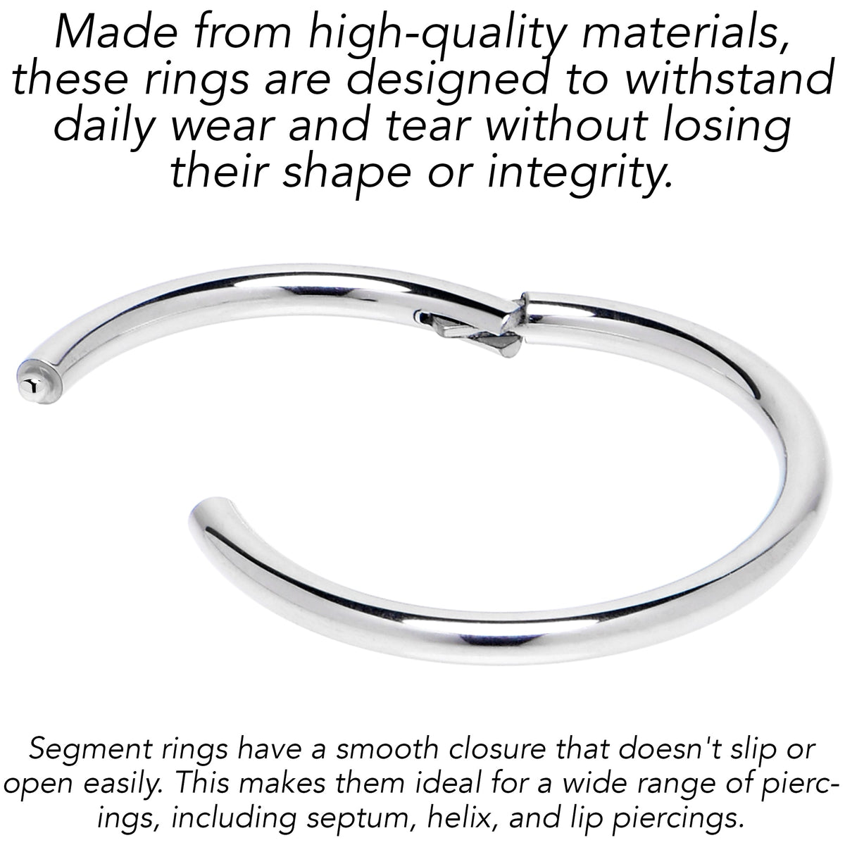 16G 9/16 316L Surgical Steel Precision Hinged Segment Hoop
