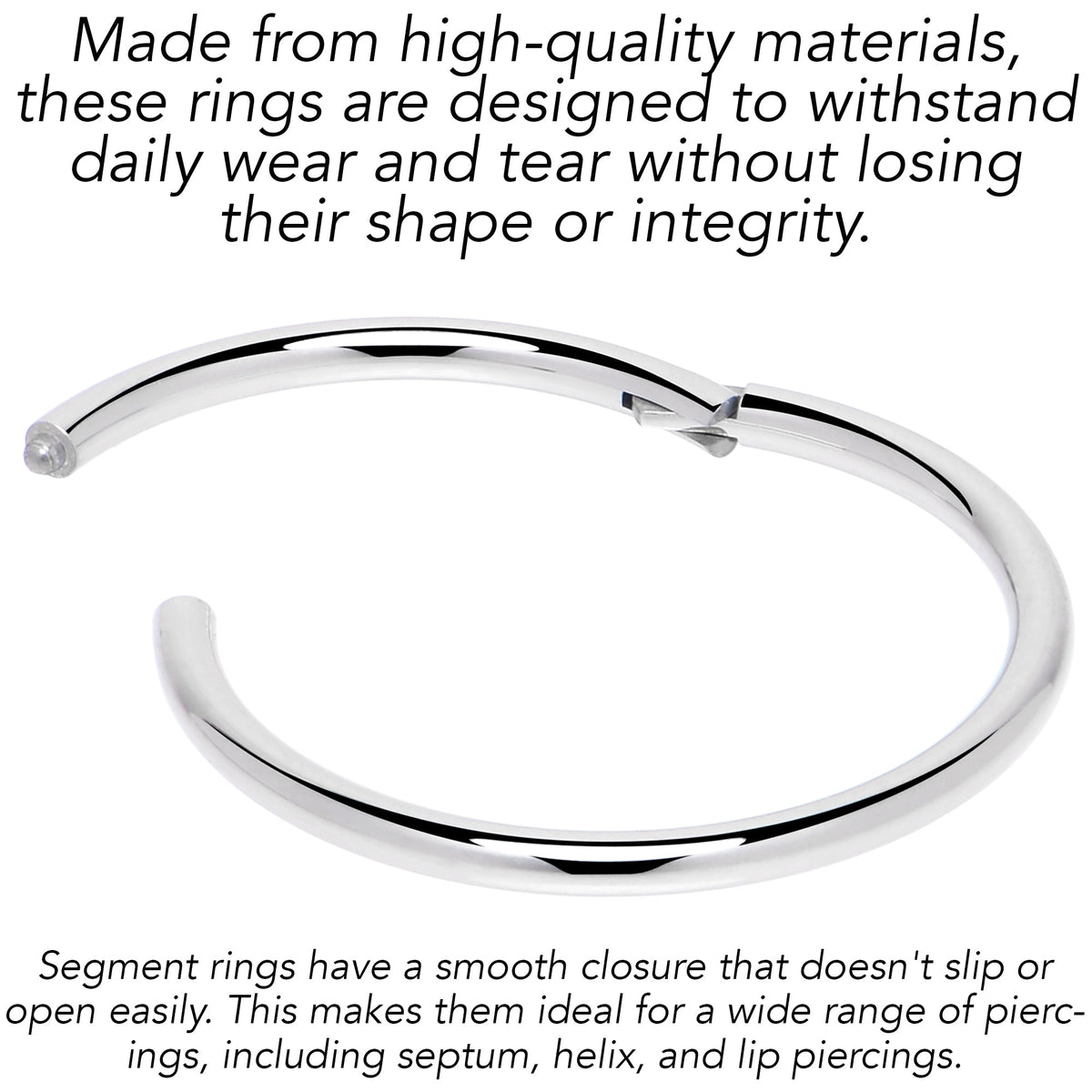 16G 7/16 316L Surgical Steel Precision Hinged Segment Hoop