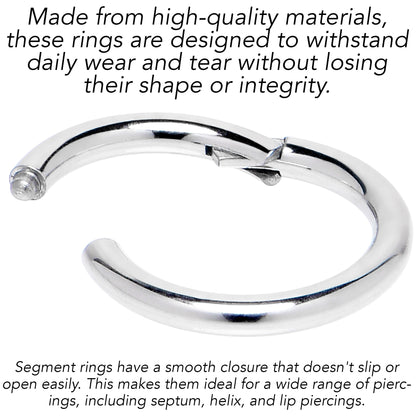 14G 9/16 316L Surgical Steel Precision Hinged Segment Hoop