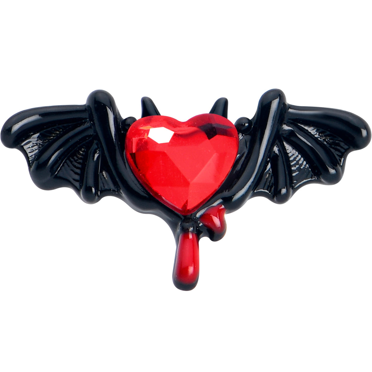 16G 1/4 Red Gem Black Bleeding Heart Bat Cartilage Tragus Earring