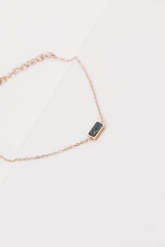 Beaming Bar Stone Bracelet | Rose Gold (14K)
