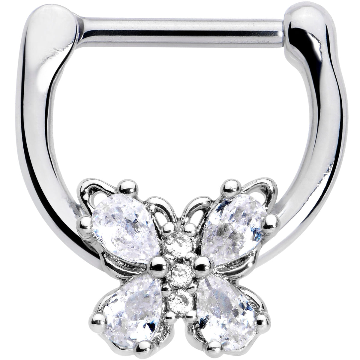 16G 5/16 Clear Gem Baroque Beauty Butterfly Cartilage Clicker