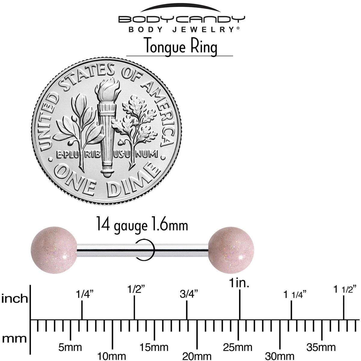 Pastel Shimmer Peach Ends Barbell Tongue Ring