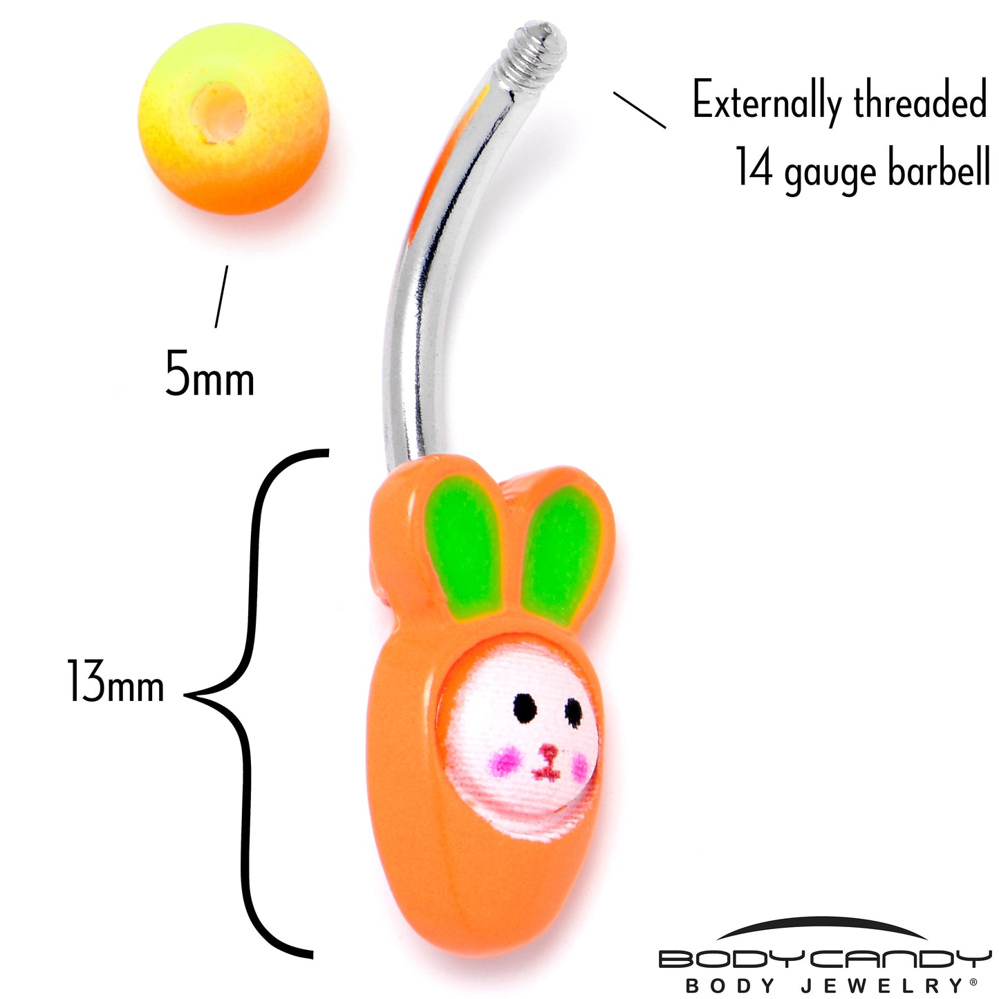 Surprise Carrot Easter Bunny Belly Ring