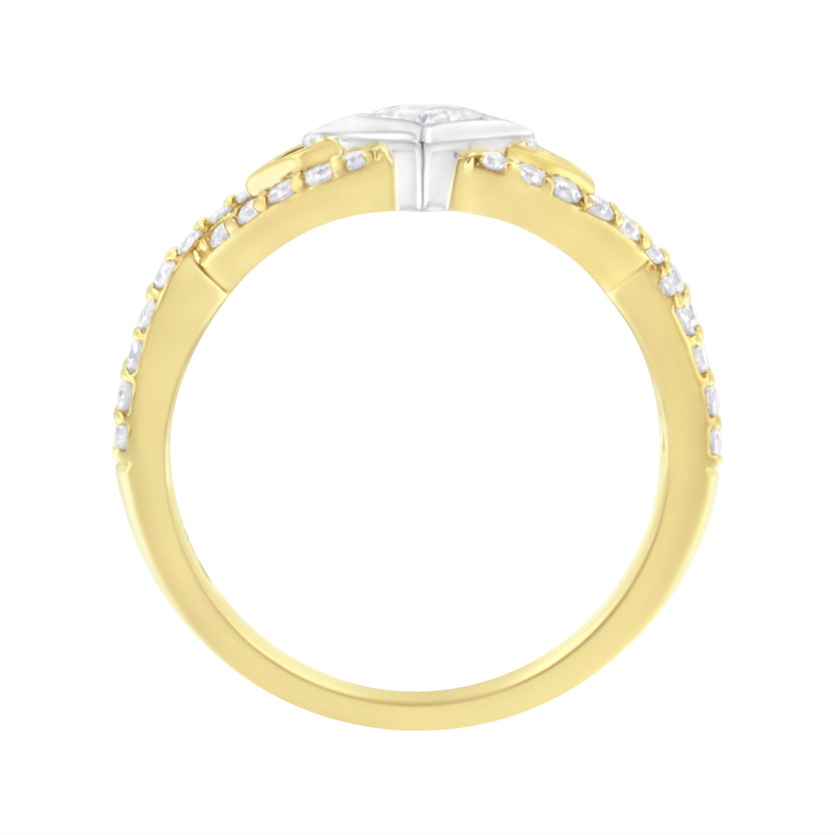 10K Two Tone Color 2/3 Cttw Diamond Kite and Twist Shank Ring (H-I Color,SI2-I1 Clarity)