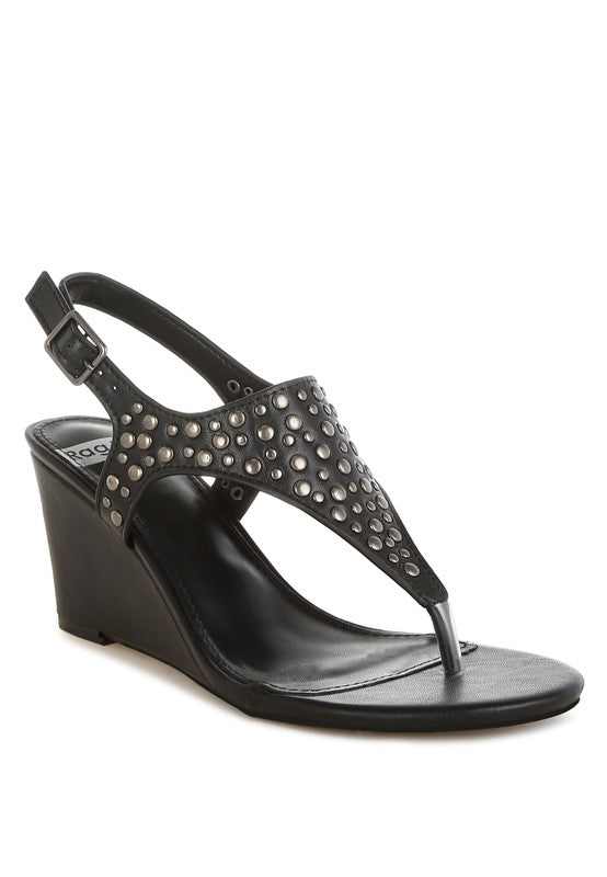 Sappho Studded Thong Toe Wedges