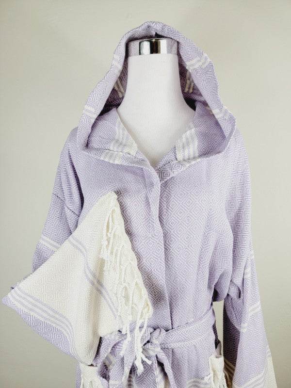 Unisex Robe, Beach or spa Robe with pockets - Lila