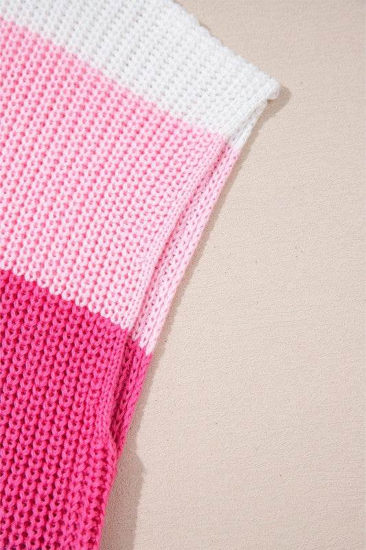 Elliot Color Block Notch V Neck Sweater Top