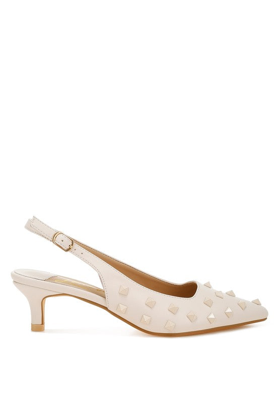 Hegron Stud Embellished Kitten Heels