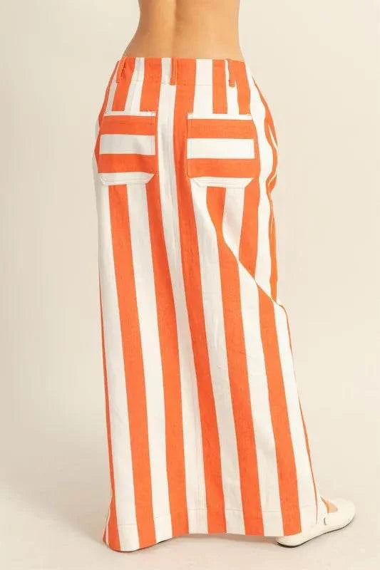 HYFVE Striped Pocket Detail Maxi Skirt